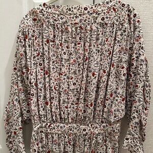 Frame Denim Floral Blouse with Red and Black Accents